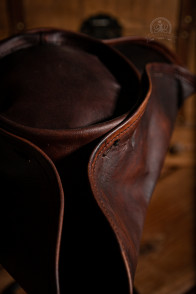 Leather Hat Tricorne - Dark Brown