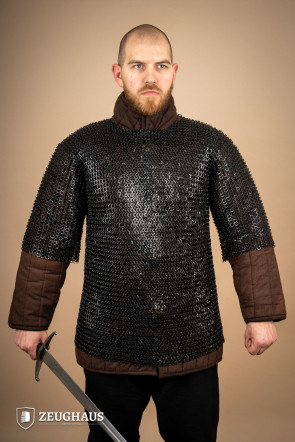 Flatring Riveted Chainmail Haubergeon 9 mm Burnished