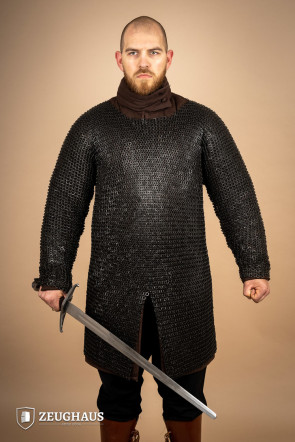 Flatring Riveted Chainmail Hauberk 9 mm Burnished
