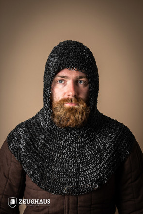 Flatring Riveted Chainmail Hood 9 mm Burnished