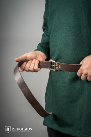 Medieval Belt with Brass Buckle Brown